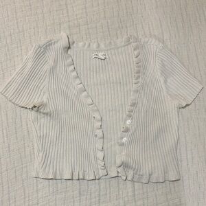 Aeropostale Ivory Ribbed Button Down Top